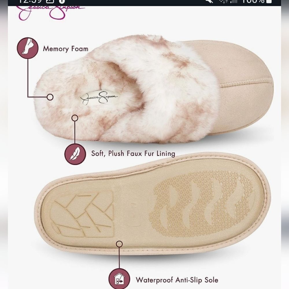Jessica Simpson- FAUX FUR HOUSE SLIPPERS WOMEN SIZE Small